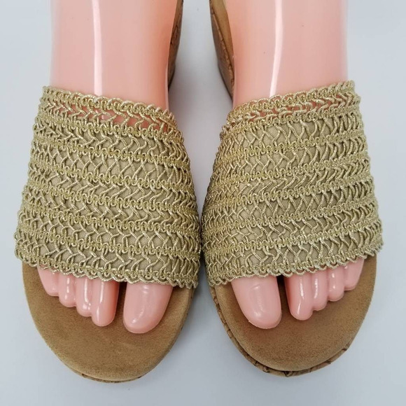 Karen Scott Womens Frankklyn Sandals Beige Cork Platform Heels Slip Ons 9 M - Picture 9 of 11